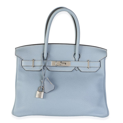 Hermès Bleu Lin Togo Birkin 30 PHW Handbag fv