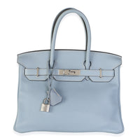 Hermès Bleu Lin Togo Birkin 30 PHW Handbag fv