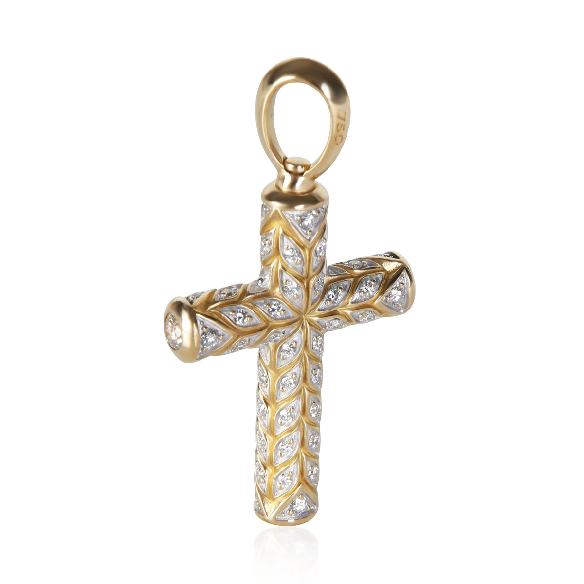 David Yurman Yellow Gold Diamond Chevron Cross Pendant 3