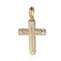 David Yurman Yellow Gold Diamond Chevron Cross Pendant fv