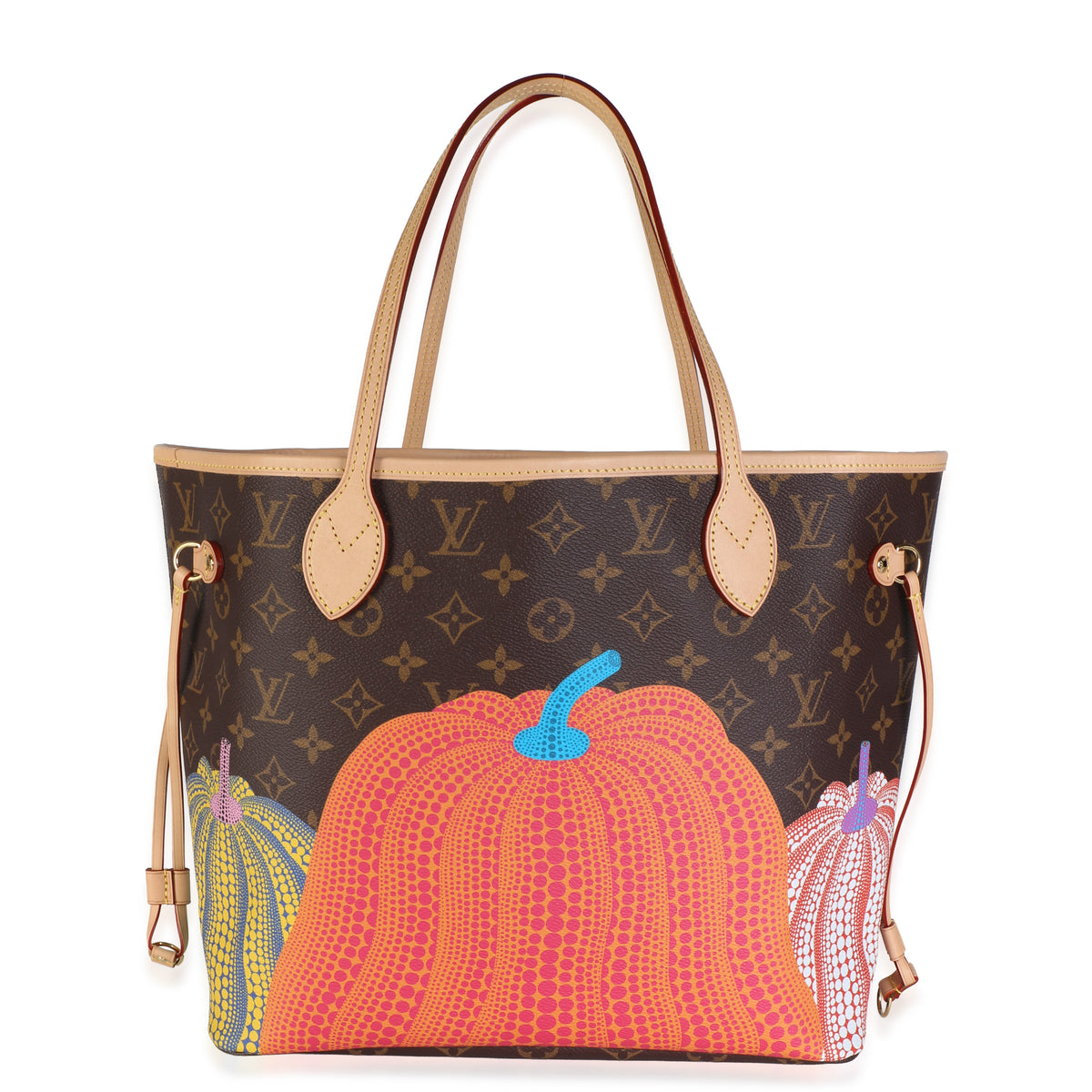 Louis Vuitton x Kusama Monogram Canvas Pumpkin Neverfull MM NM Handbag 2