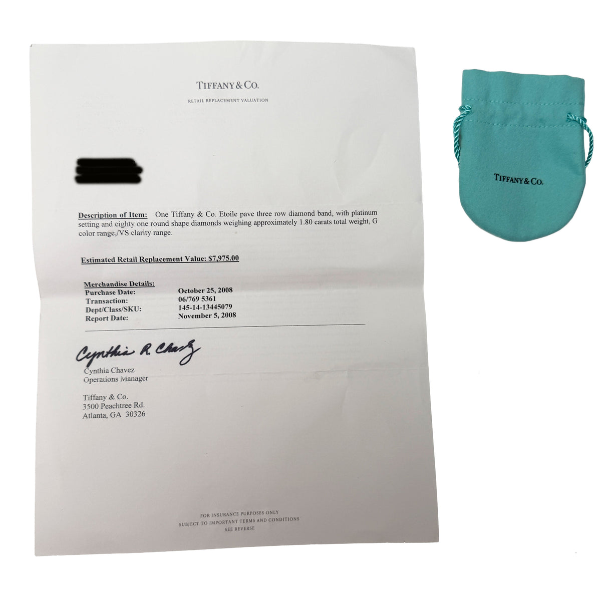 Tiffany & Co. Platinum Diamond Etoile 3 Row Band box