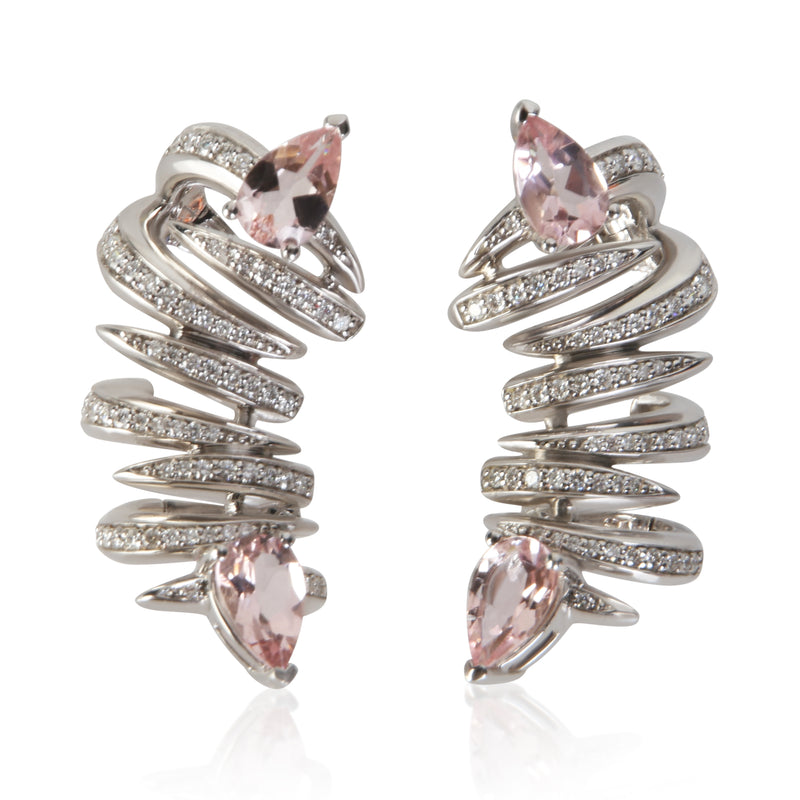 Hueb White Gold Morganite and Diamond Amazonia Cocar Blush Ear Climber Earrings fv