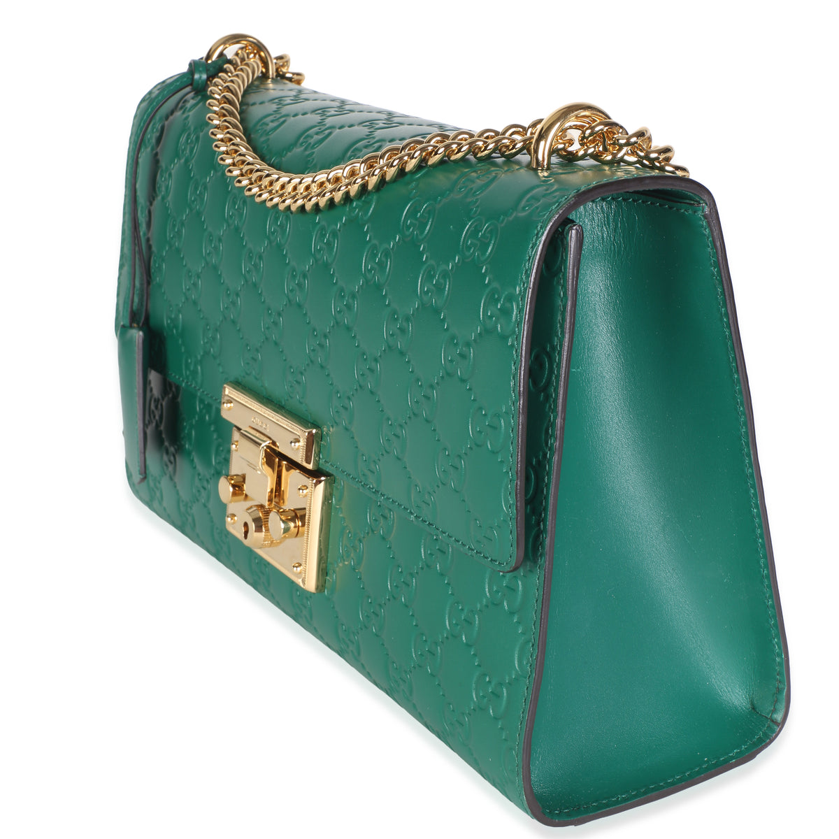 Gucci Green ssima Medium Padlock Shoulder Bag Handbag 2