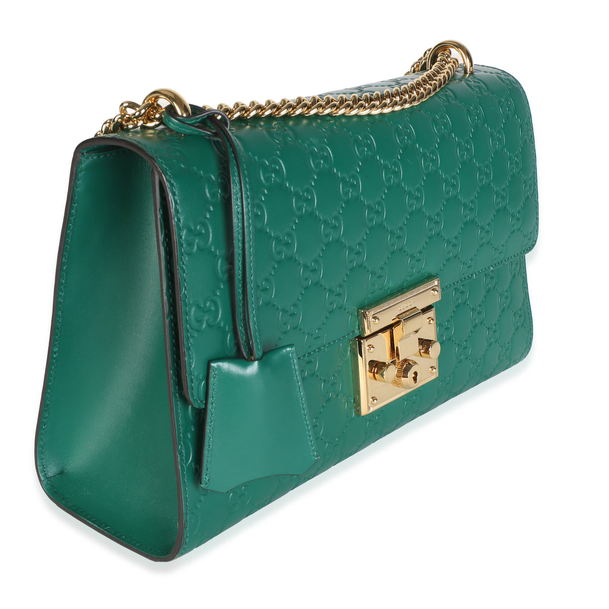 Gucci Green ssima Medium Padlock Shoulder Bag Handbag 3