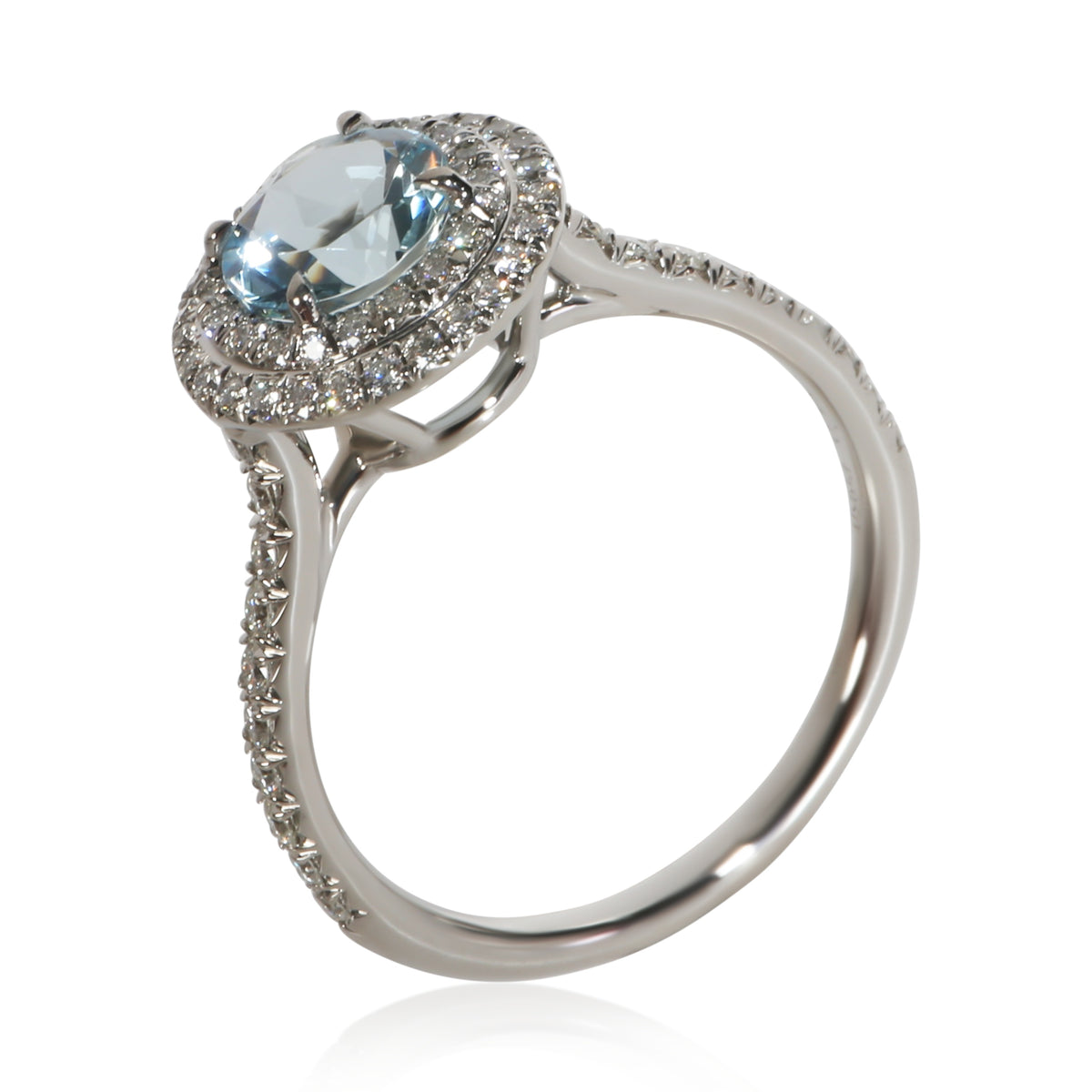 Tiffany & Co. Platinum Aquamarine and Diamond Soleste Ring 6