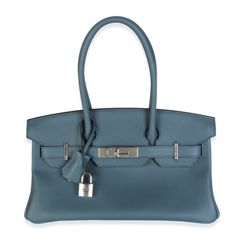 Hermès Bleu Tempete Evercolor Light Shoulder Birkin 29 PHW Handbag fv