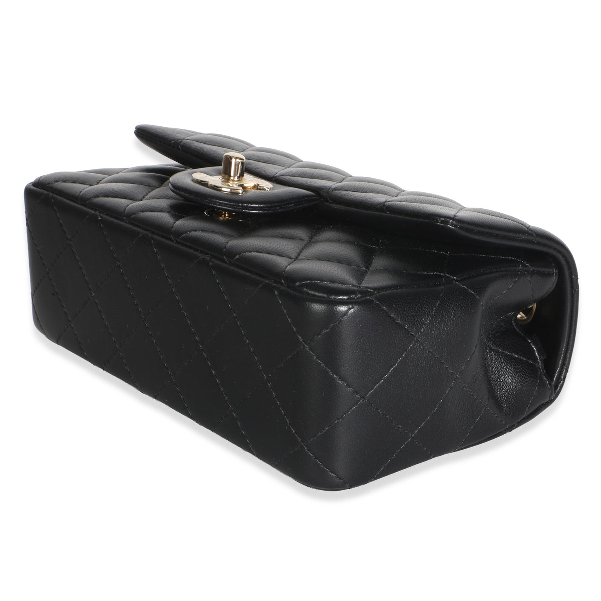 Chanel Black Quilted Lambskin Mini Rectangular Flap Bag Handbag 6