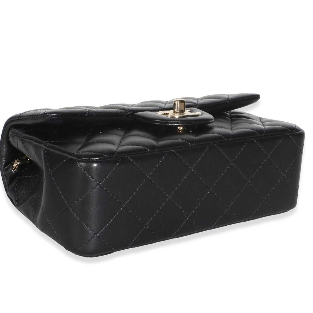 Chanel Black Quilted Lambskin Mini Rectangular Flap Bag Handbag 7