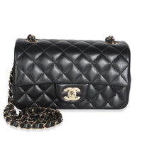 Chanel Black Quilted Lambskin Mini Rectangular Flap Bag Handbag fv