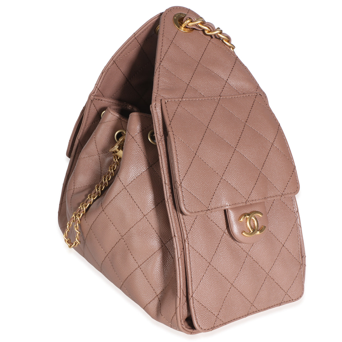 Chanel Light Brown Quilted Caviar Small  25 Hobo Handbag 2
