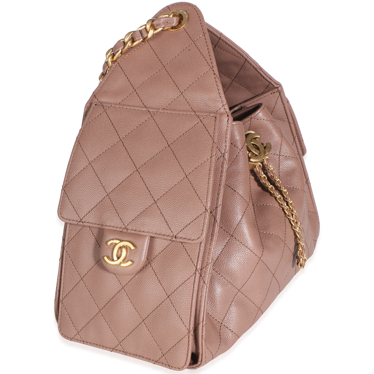 Chanel Light Brown Quilted Caviar Small  25 Hobo Handbag 3