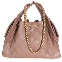 Chanel Light Brown Quilted Caviar Small  25 Hobo Handbag 4