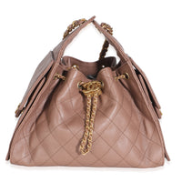 Chanel Light Brown Quilted Caviar Small  25 Hobo Handbag fv