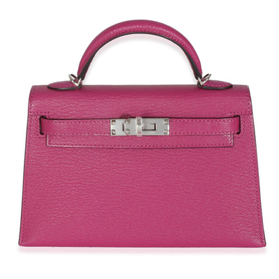 Rose Pourpre Chevre Mysore Sellier Mini Kelly 20 II PHW