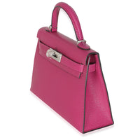 Rose Pourpre Chevre Mysore Sellier Mini Kelly 20 II PHW
