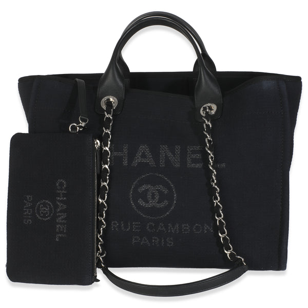 Black Mixed Fibers Large Deauville Tote