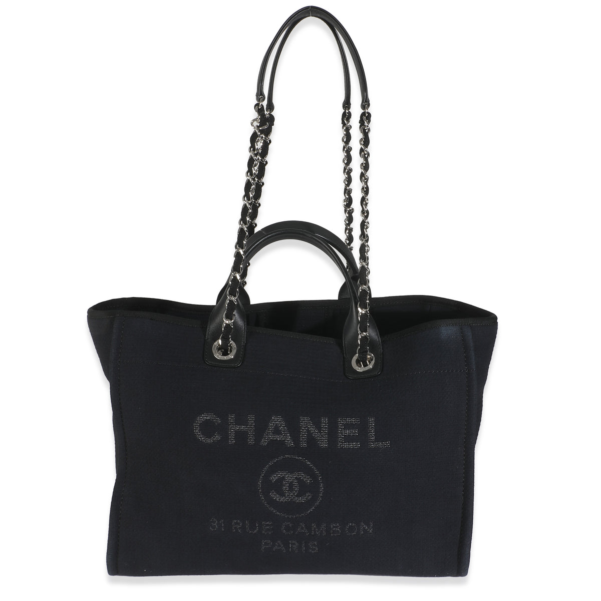 Black Mixed Fibers Large Deauville Tote