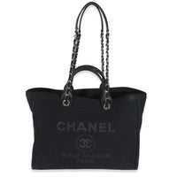 Black Mixed Fibers Large Deauville Tote