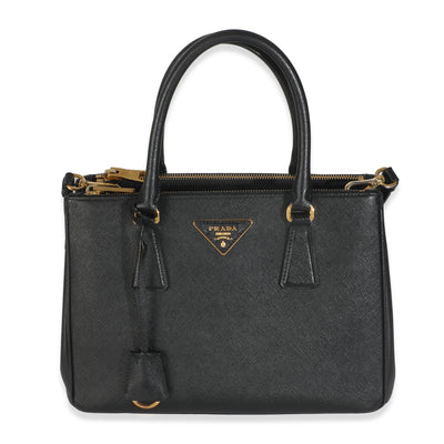 Black Saffiano Galleria Small Double Zip Tote