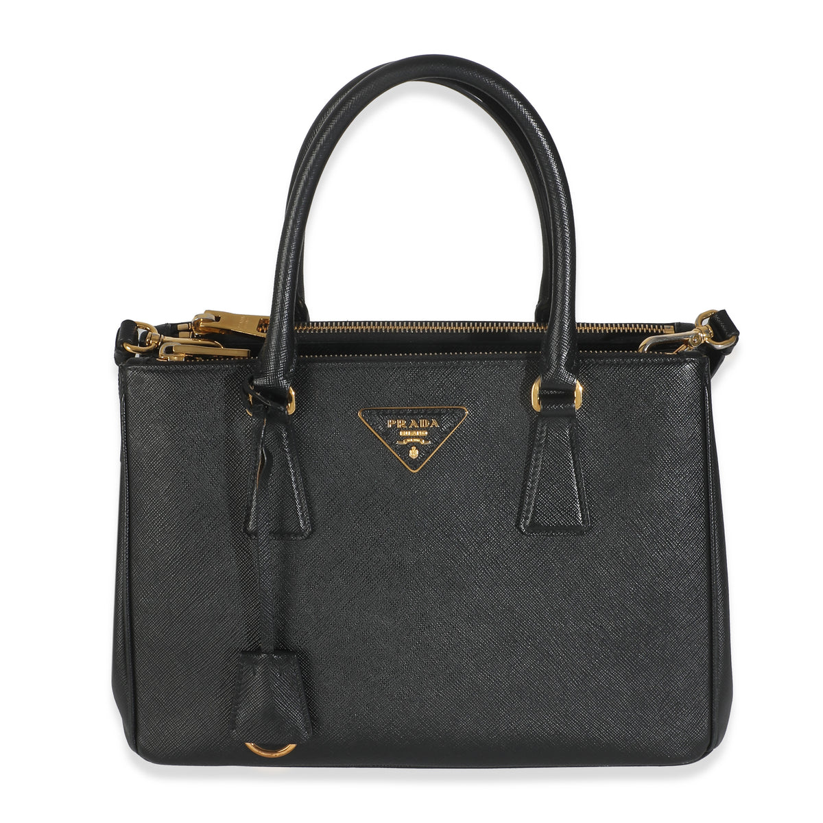 Black Saffiano Galleria Small Double Zip Tote