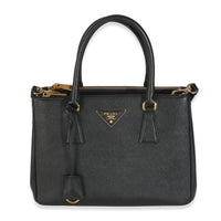 Black Saffiano Galleria Small Double Zip Tote