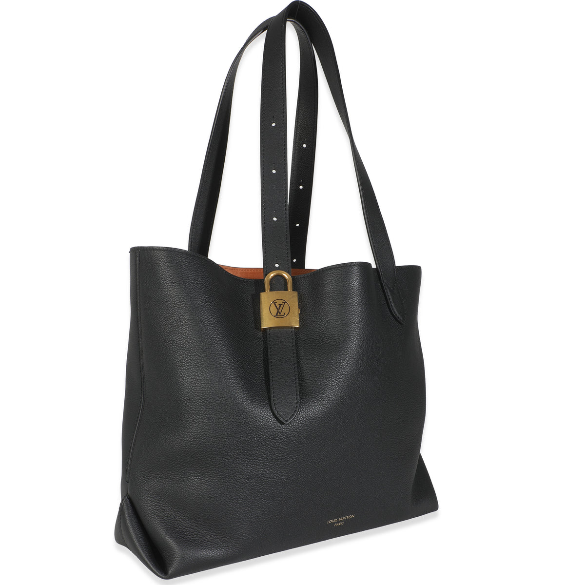 Black Grained Calfskin Low Key Cabas MM