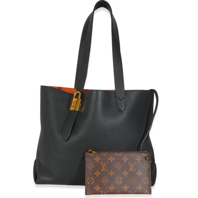 Black Grained Calfskin Low Key Cabas MM