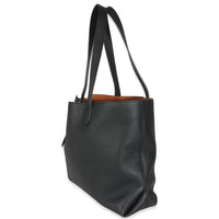 Black Grained Calfskin Low Key Cabas MM