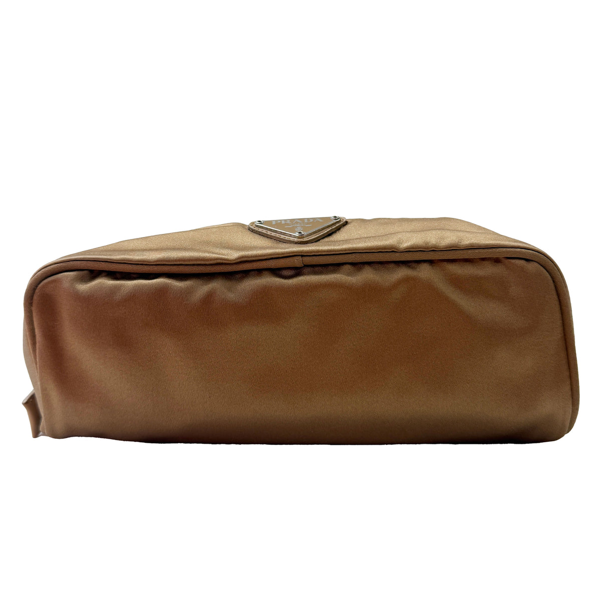 Gold Satin Logo Cosmetic Pouch Case