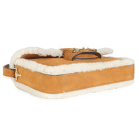 Honey Beige Suede Shearling Horsebit Mini 1955 Shoulder Bag