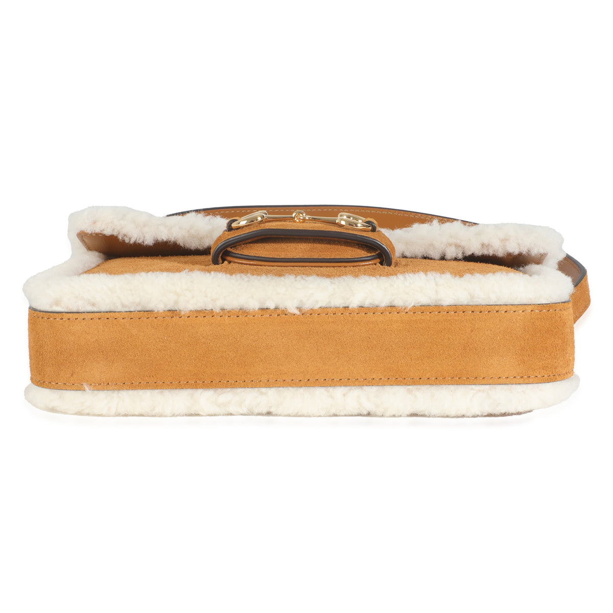 Honey Beige Suede Shearling Horsebit Mini 1955 Shoulder Bag