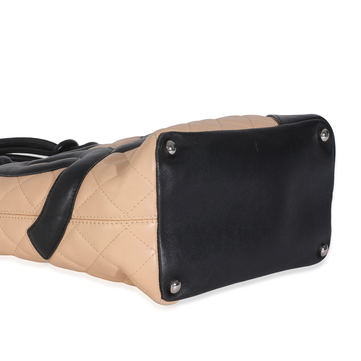 Beige Quilted Lambskin Cambon Bucket Bag