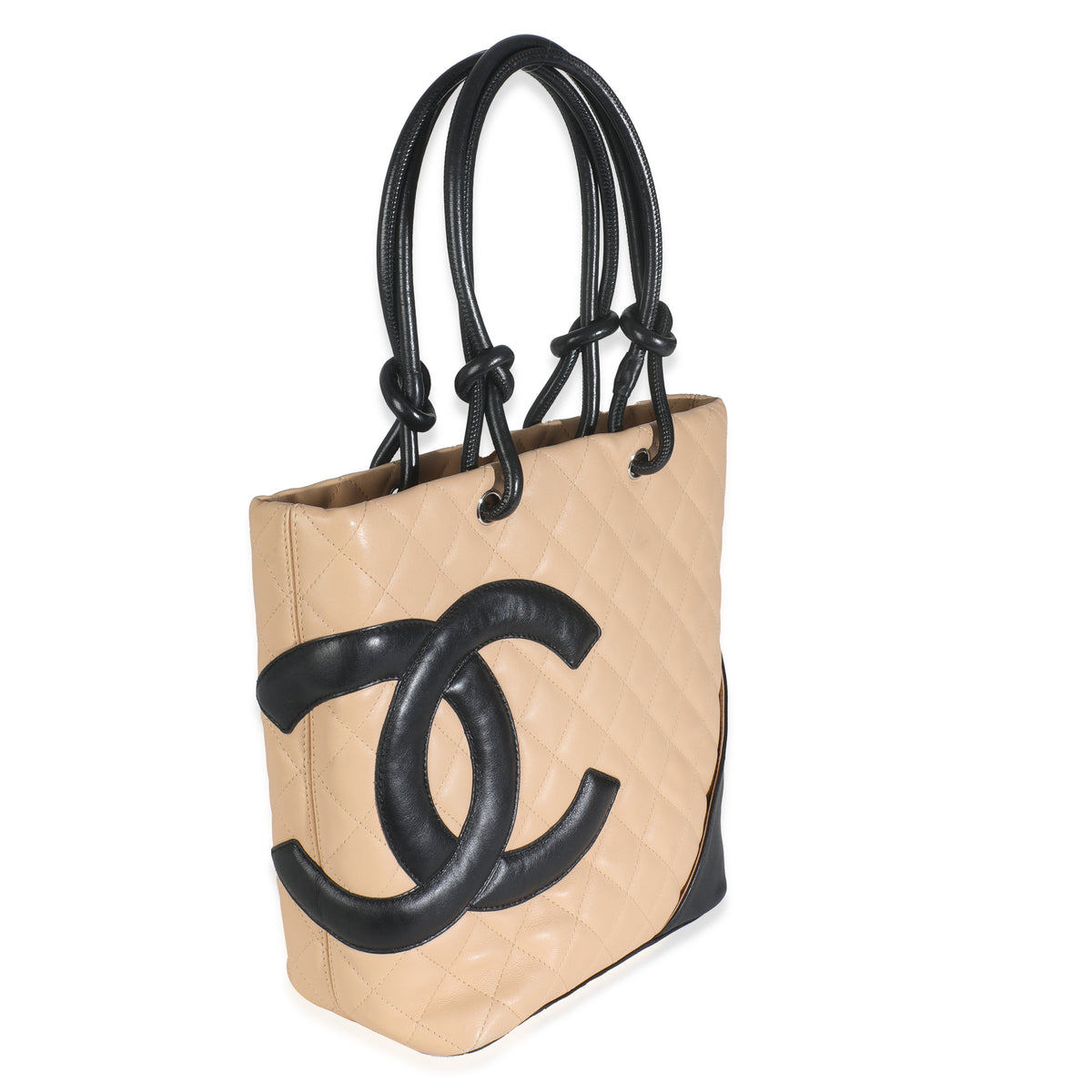 Beige Quilted Lambskin Cambon Bucket Bag