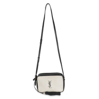 Beige Linen Canvas Black Lou Camera Bag