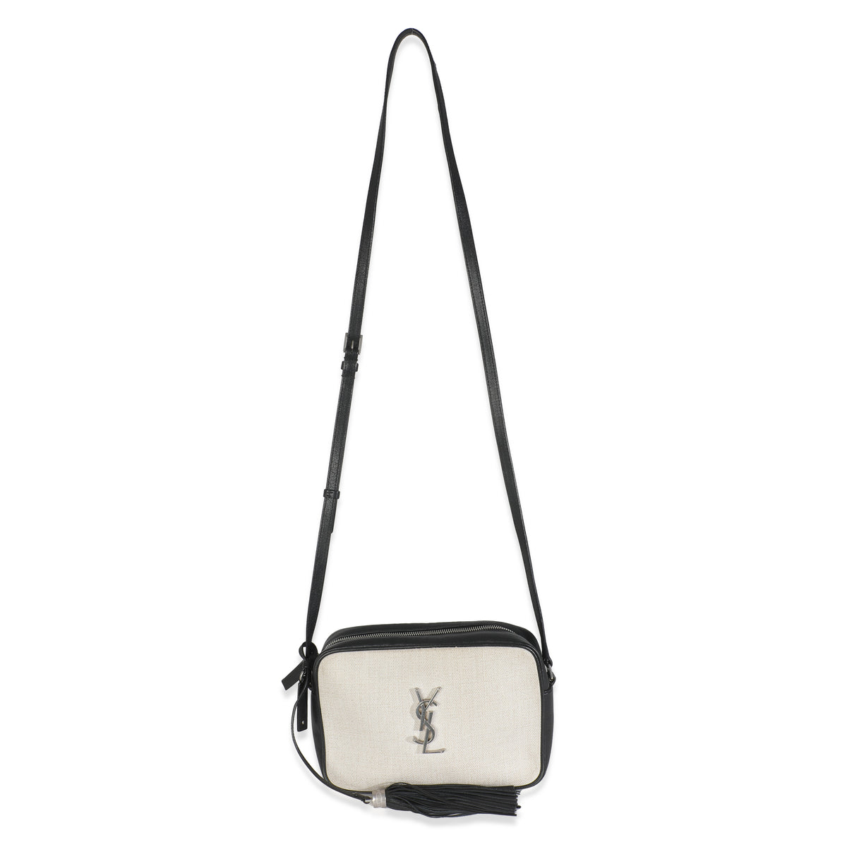 Beige Linen Canvas Black Lou Camera Bag