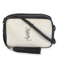 Beige Linen Canvas Black Lou Camera Bag