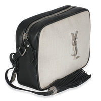 Beige Linen Canvas Black Lou Camera Bag