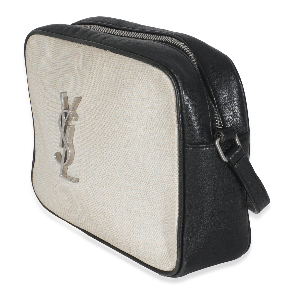 Beige Linen Canvas Black Lou Camera Bag