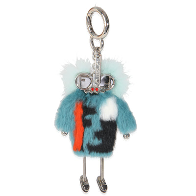Multicolor Fur Robot Bag Charm