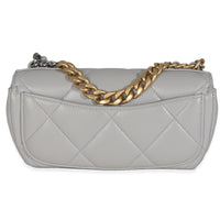 Grey Quilted Lambskin Chanel 19 Sunglasses Case With Chain