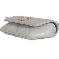 Grey Quilted Lambskin Chanel 19 Sunglasses Case With Chain