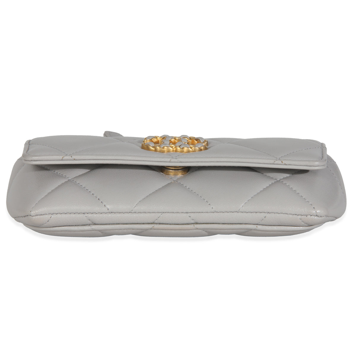 Grey Quilted Lambskin Chanel 19 Sunglasses Case With Chain