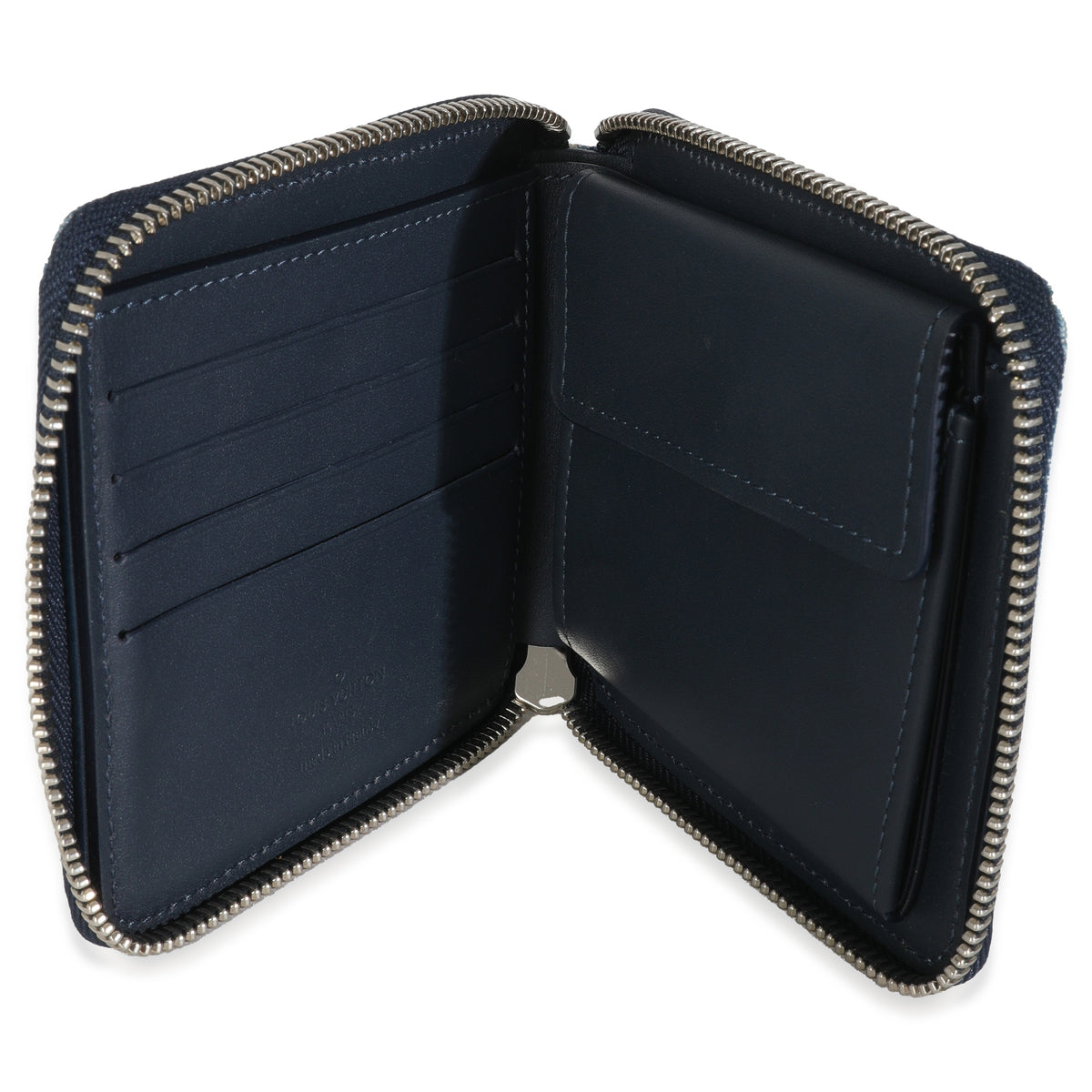 Blue Hickory Stripes Denim Monogram Watercolor Wallet On Strap