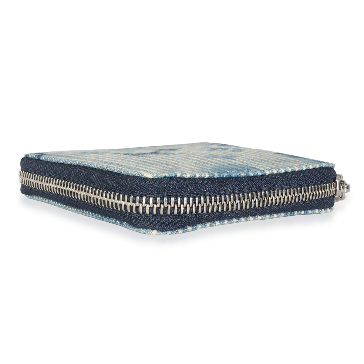 Blue Hickory Stripes Denim Monogram Watercolor Wallet On Strap