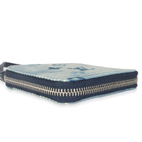 Blue Hickory Stripes Denim Monogram Watercolor Wallet On Strap