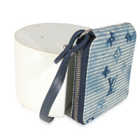 Blue Hickory Stripes Denim Monogram Watercolor Wallet On Strap