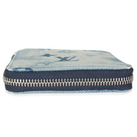 Blue Hickory Stripes Denim Monogram Watercolor Wallet On Strap