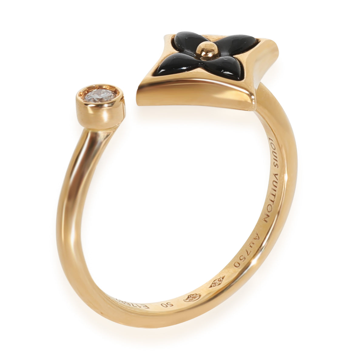 Yellow Gold Onyx and Diamond Color Blossom Mini Star Ring