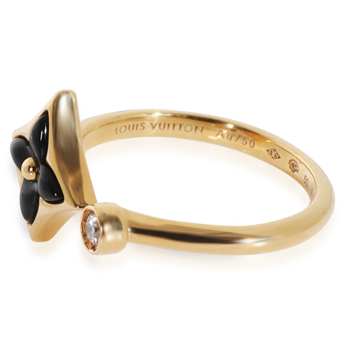 Yellow Gold Onyx and Diamond Color Blossom Mini Star Ring